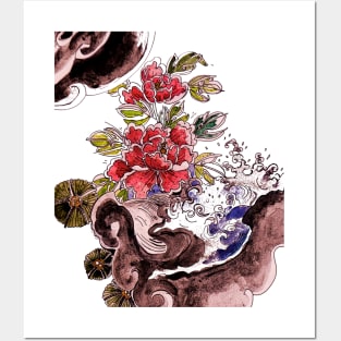 Irezumi Flowers Posters and Art